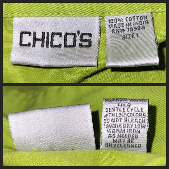 CHICO'S Jean Jacket apple green denim size 1 Medium - Picture 3 of 3
